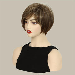 Short Straight Hair Wigs With Bangs 20-32cm Synthetic Heat Resistant Pixie Cut