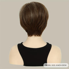 Short Straight Hair Wigs With Bangs 20-32cm Synthetic Heat Resistant Pixie Cut