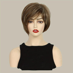 Short Straight Hair Wigs With Bangs 20-32cm Synthetic Heat Resistant Pixie Cut