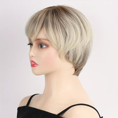 Short Curly Wavy Wig - Blonde Heat Resistant Pixie Party Cosplay Use