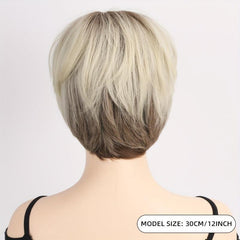 Short Curly Wavy Wig - Blonde Heat Resistant Pixie Party Cosplay Use