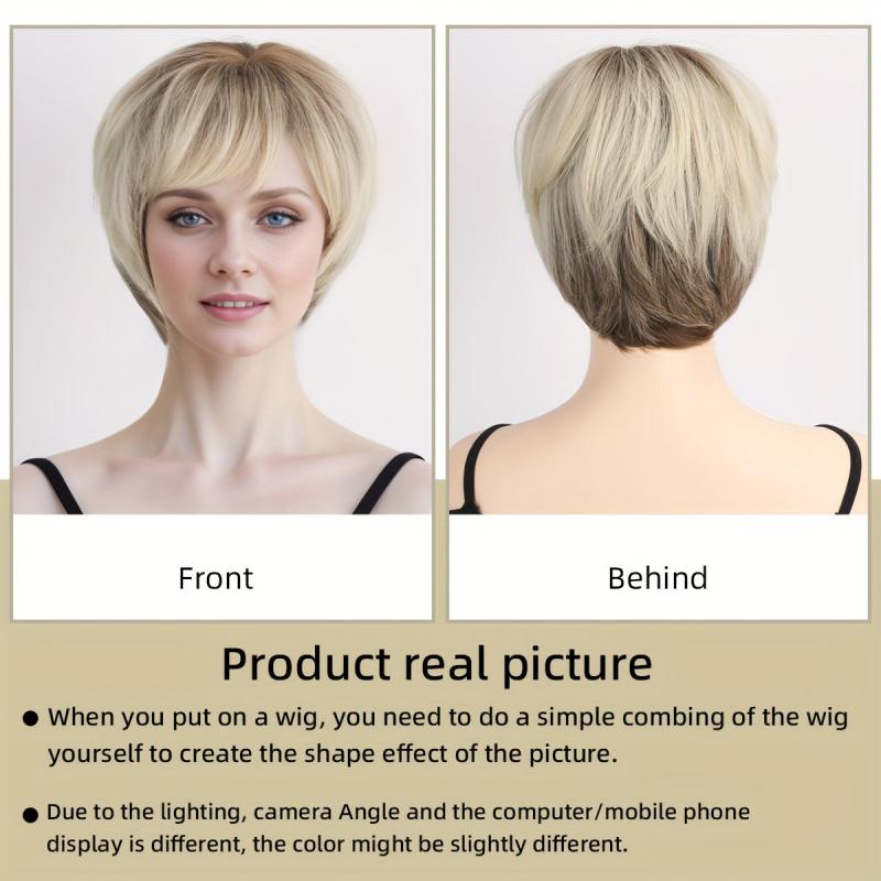 Short Curly Wavy Wig - Blonde Heat Resistant Pixie Party Cosplay Use