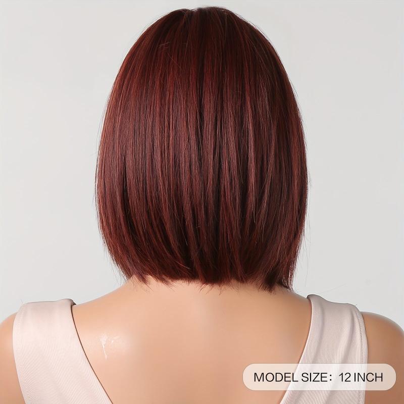 Wine Red Short Bob Wig with Bangs for Daily Party Cosplay