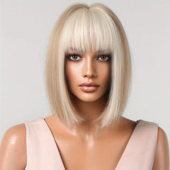 Wine Red Short Bob Wig with Bangs for Daily Party Cosplay
