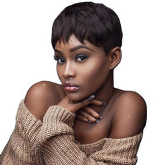 Short Wavy Pixie Cut Wig With Bangs Synthetic Wigs For Women