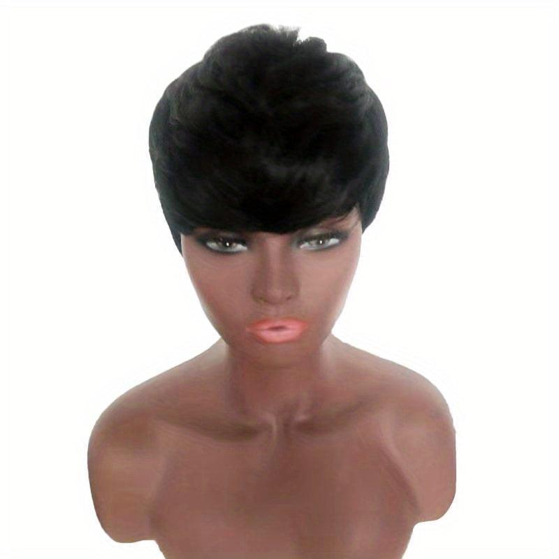 Short Wavy Pixie Cut Wig With Bangs Synthetic Wigs For Women