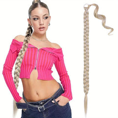 86 36 Cm Long Braided Ponytail Extensions With Tinsel Hair