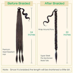 86 36 Cm Long Braided Ponytail Extensions With Tinsel Hair