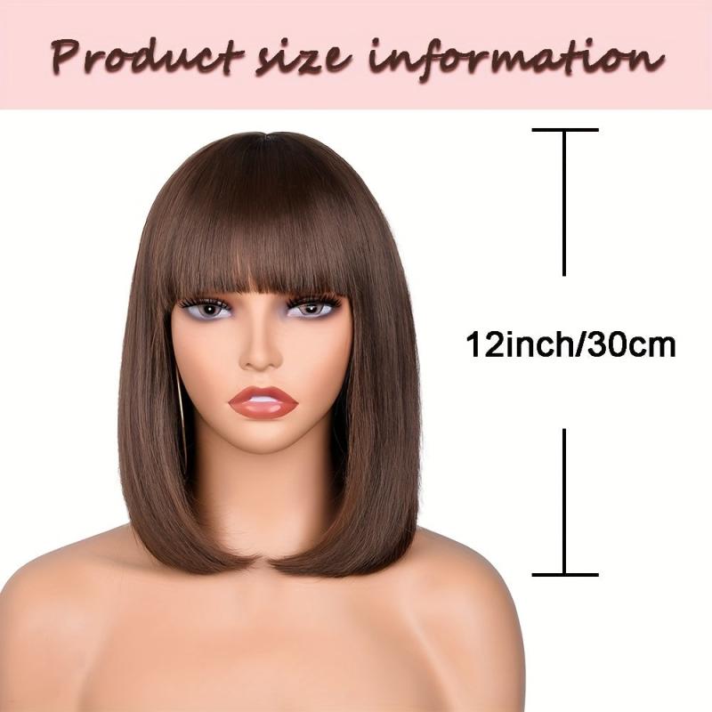 Short Straight Bob Wigs With Bangs Colorful Synthetic Hair Wigs for Women
