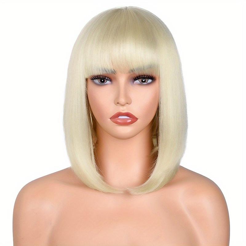 Short Straight Bob Wigs With Bangs Colorful Synthetic Hair Wigs for Women