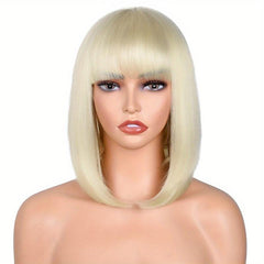 Short Straight Bob Wigs With Bangs Colorful Synthetic Hair Wigs for Women