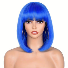 Short Straight Bob Wigs With Bangs Colorful Synthetic Hair Wigs for Women