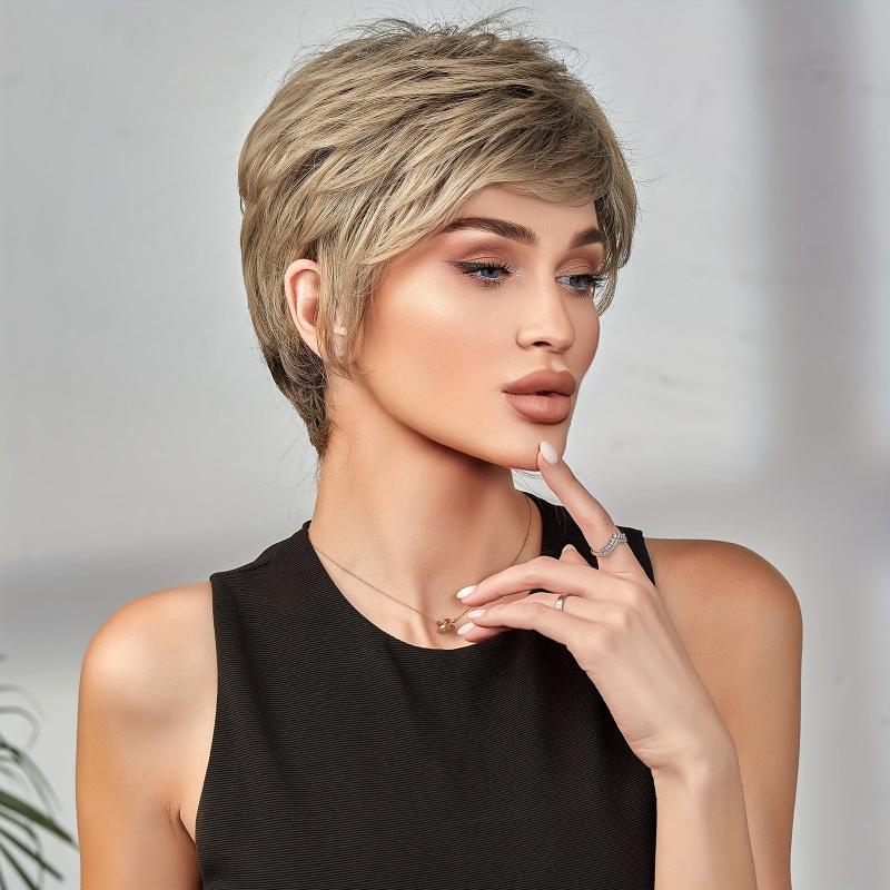 Short Pixie Cut Straight Hair Wigs 20-32cm Synthetic Non-Lace Wigs for Women