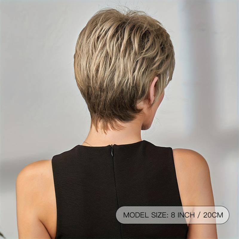 Short Pixie Cut Straight Hair Wigs 20-32cm Synthetic Non-Lace Wigs for Women