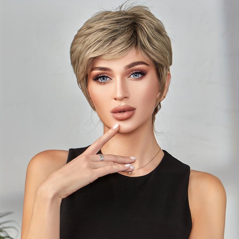 Short Pixie Cut Straight Hair Wigs 20-32cm Synthetic Non-Lace Wigs for Women