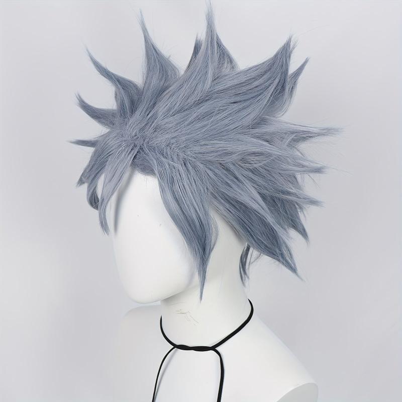 Short Gray Straight Hair Wigs For Men - Synthetic Fiber Hair Replacement Wigs