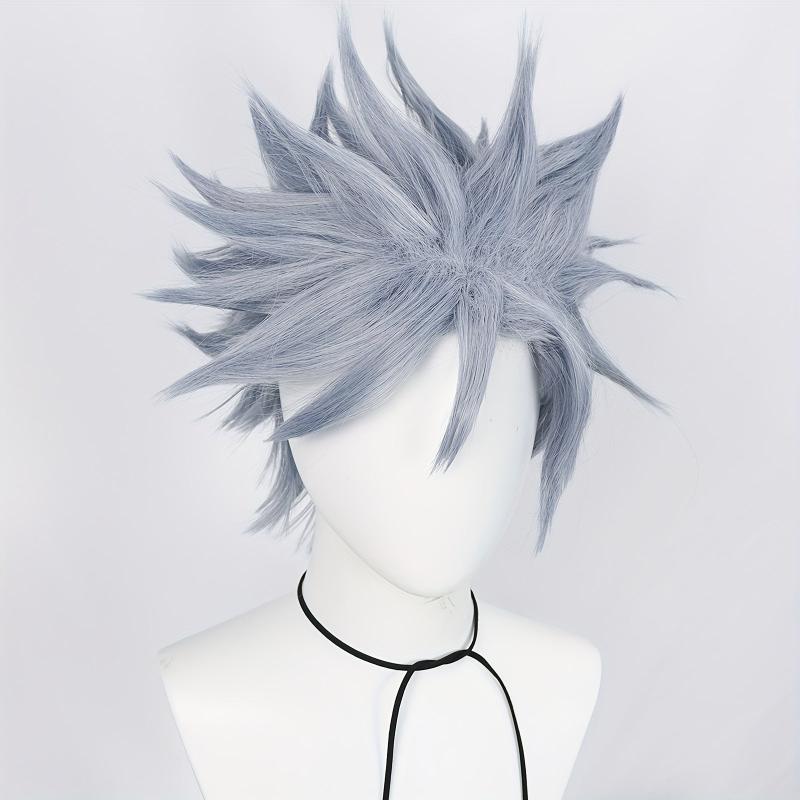 Short Gray Straight Hair Wigs For Men - Synthetic Fiber Hair Replacement Wigs