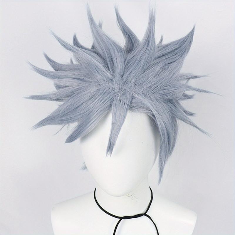 Short Gray Straight Hair Wigs For Men - Synthetic Fiber Hair Replacement Wigs