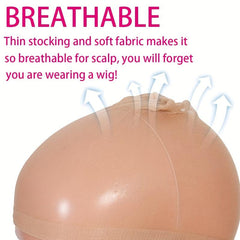 4 PCS Light Brown Elastic Wig Caps