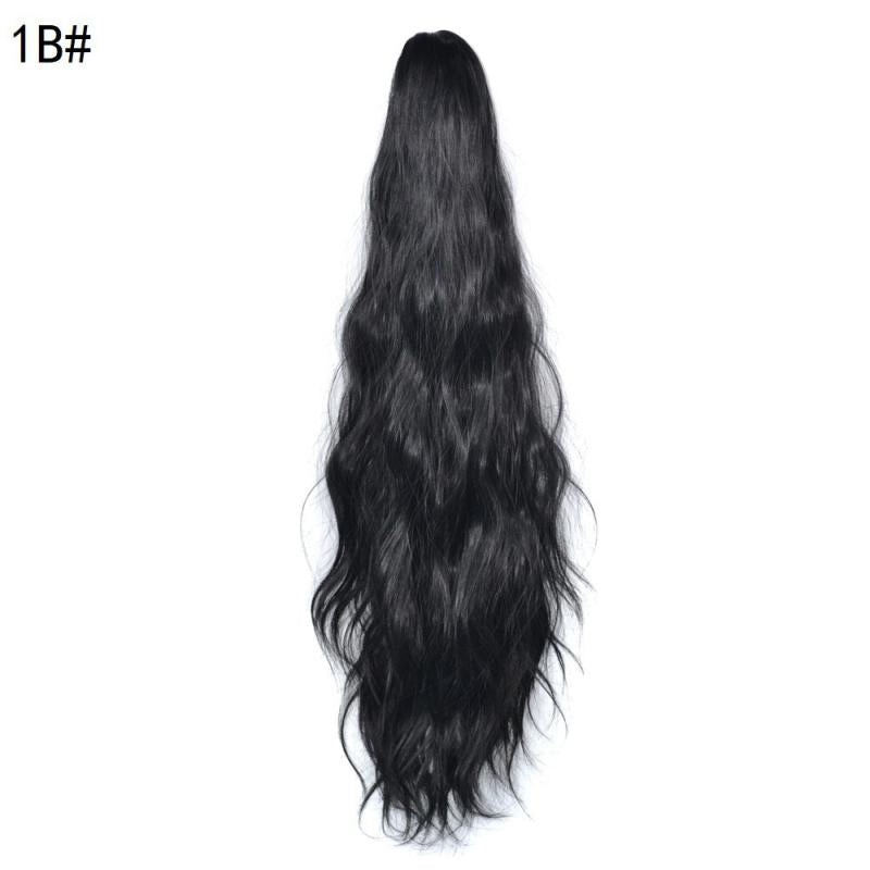 Ombre Gray Long Ponytail Extension with Curly Wavy Clip In Hairpiece