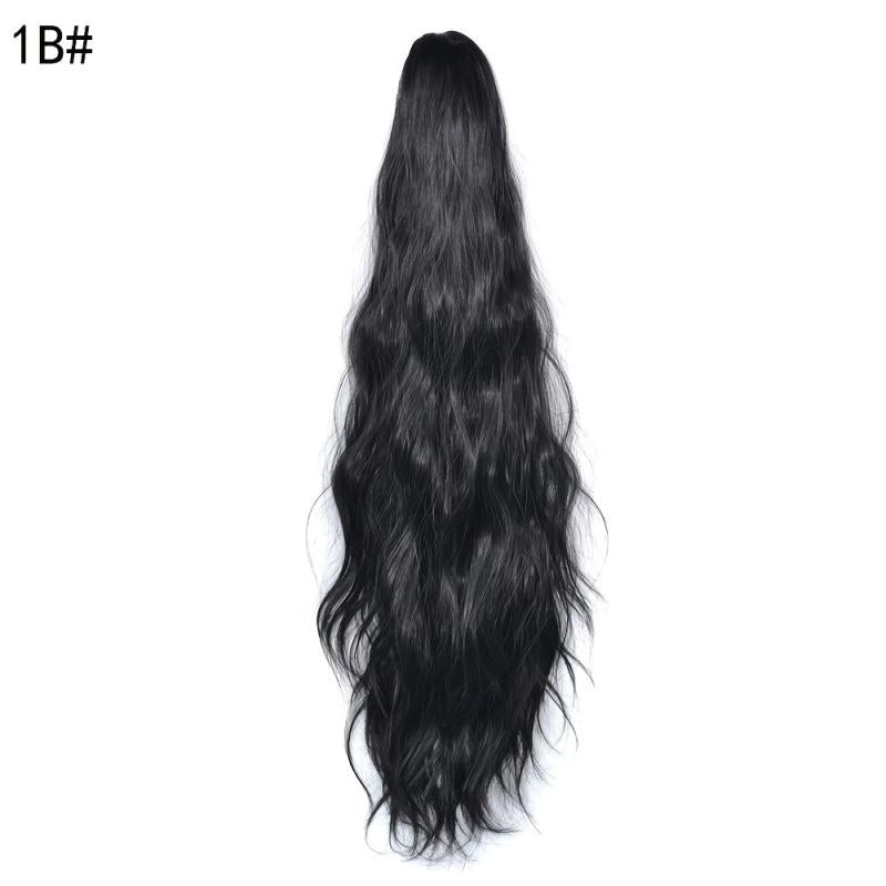 Ombre Gray Long Ponytail Extension with Curly Wavy Clip In Hairpiece