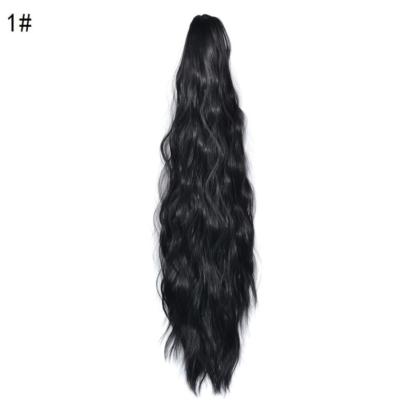 Ombre Gray Long Ponytail Extension with Curly Wavy Clip In Hairpiece