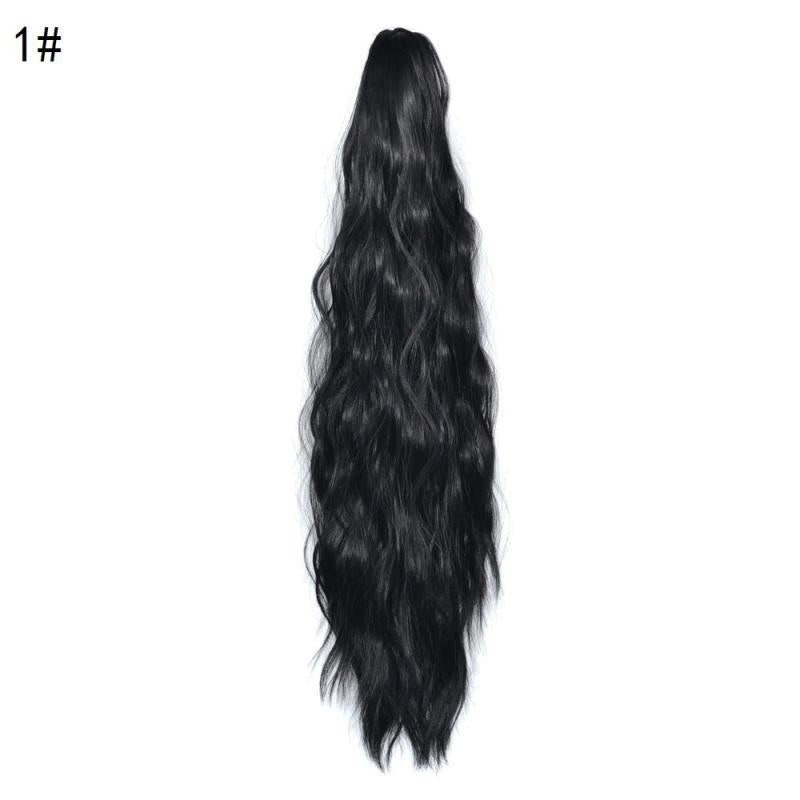 Ombre Gray Long Ponytail Extension with Curly Wavy Clip In Hairpiece