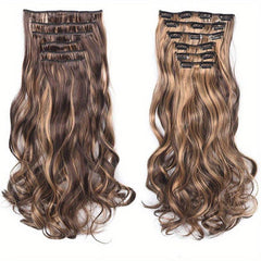 50 8 Cm Ombre Long Wavy Curly Hair Extensions 16 Clips Synthetic Heat Resistant