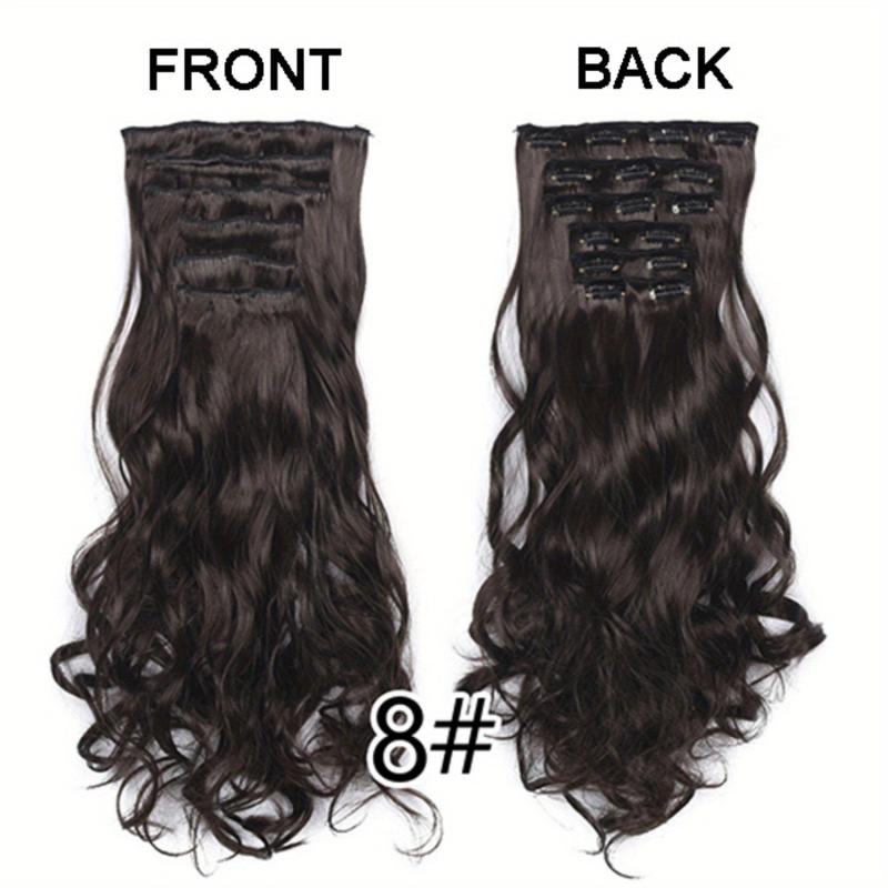 50 8 Cm Ombre Long Wavy Curly Hair Extensions 16 Clips Synthetic Heat Resistant