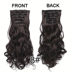 50 8 Cm Ombre Long Wavy Curly Hair Extensions 16 Clips Synthetic Heat Resistant