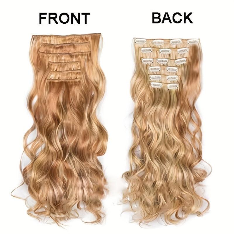 50 8 Cm Ombre Long Wavy Curly Hair Extensions 16 Clips Synthetic Heat Resistant