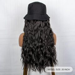 Long Curly Synthetic Wig With Fisherman Hat Wavy Extensions For Women