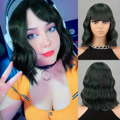 Short Water Wave Hair Wigs With Bangs For Women 30 48 Cm