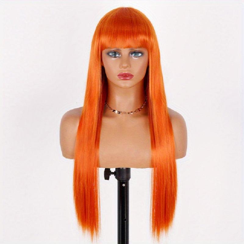 Two Tone Long Straight Synthetic Wig With Bangs