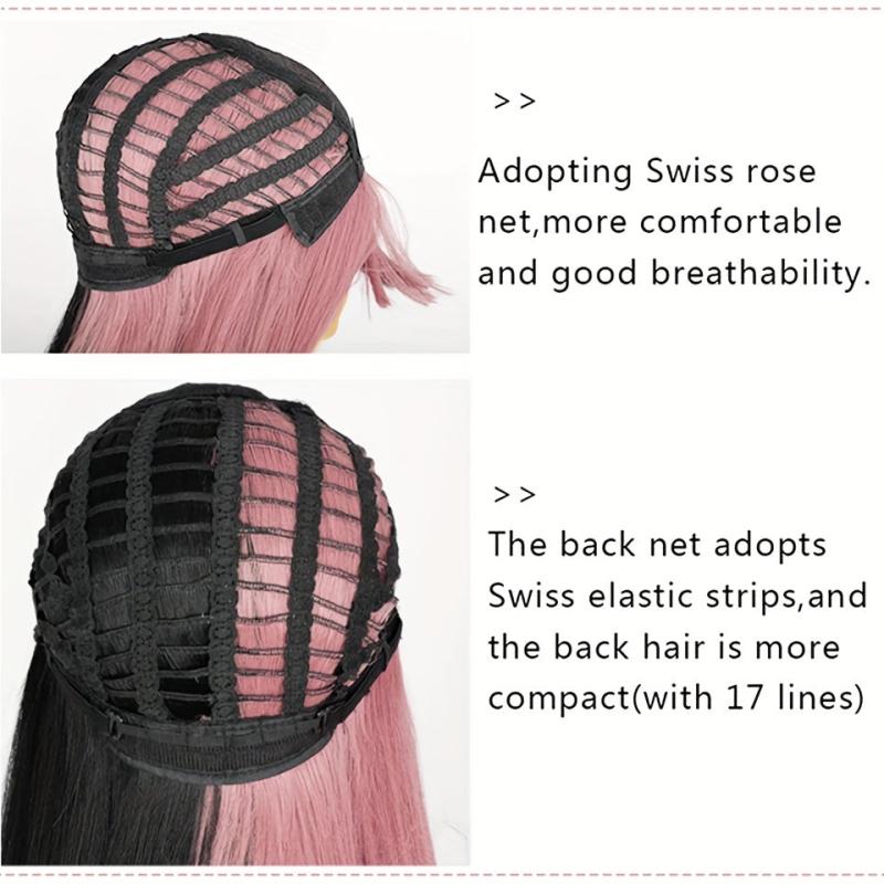Two Tone Long Straight Synthetic Wig With Bangs