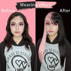 Two Tone Long Straight Synthetic Wig With Bangs
