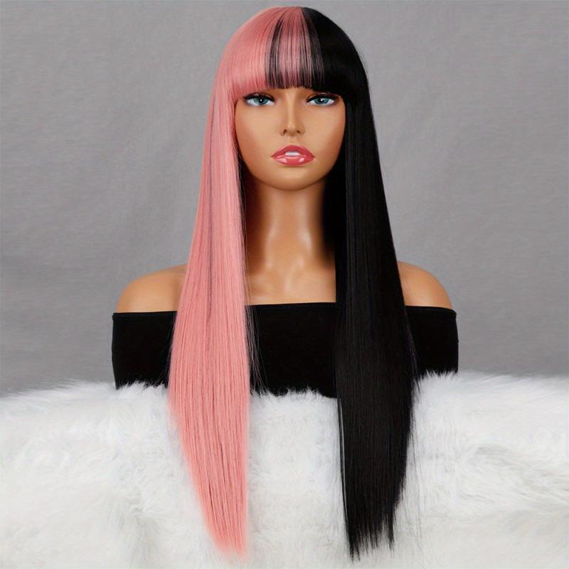 Two Tone Long Straight Synthetic Wig With Bangs