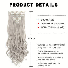 7Pcs Long Wavy Curly Hair Extensions Clips Synthetic Hairpieces For Women