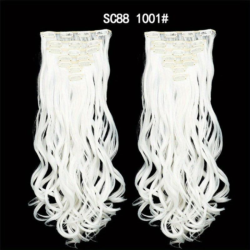 7Pcs Long Wavy Curly Hair Extensions Clips Synthetic Hairpieces For Women