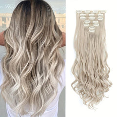 7Pcs Long Wavy Curly Hair Extensions Clips Synthetic Hairpieces For Women
