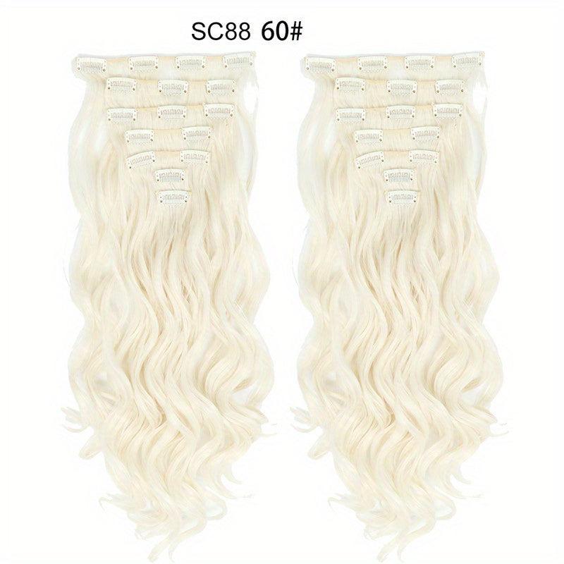 7Pcs Long Wavy Curly Hair Extensions Clips Synthetic Hairpieces For Women