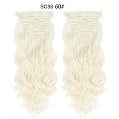 7Pcs Long Wavy Curly Hair Extensions Clips Synthetic Hairpieces For Women