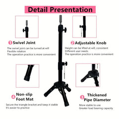 Mini Mannequin Head Stand Wig Stand Tripod Adjustable 38 1 73 66 Cm