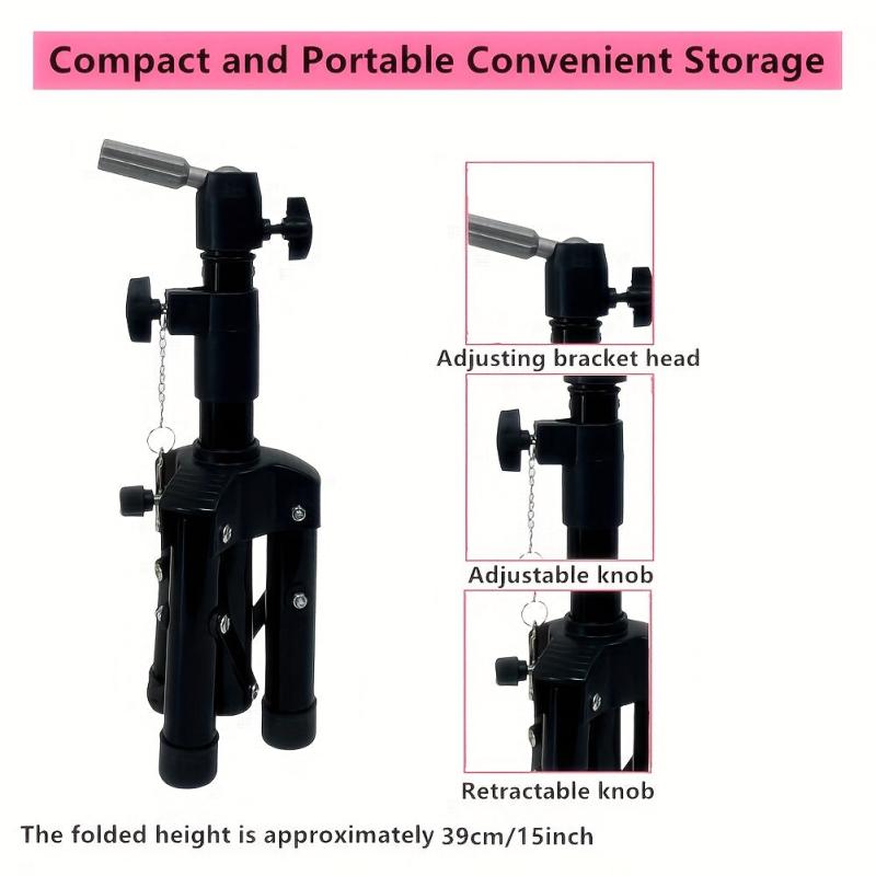 Mini Mannequin Head Stand Wig Stand Tripod Adjustable 38 1 73 66 Cm