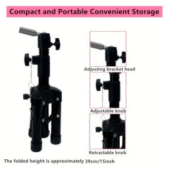 Mini Mannequin Head Stand Wig Stand Tripod Adjustable 38 1 73 66 Cm