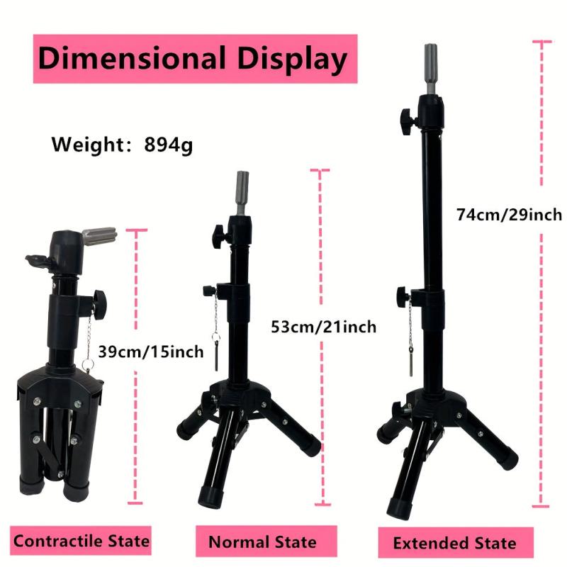 Mini Mannequin Head Stand Wig Stand Tripod Adjustable 38 1 73 66 Cm