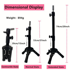Mini Mannequin Head Stand Wig Stand Tripod Adjustable 38 1 73 66 Cm