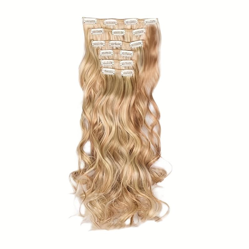 6pcs Long Wavy Hair Pieces Synthetic Clip In Extensions for Daily Use