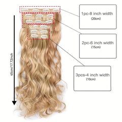 6pcs Long Wavy Hair Pieces Synthetic Clip In Extensions for Daily Use