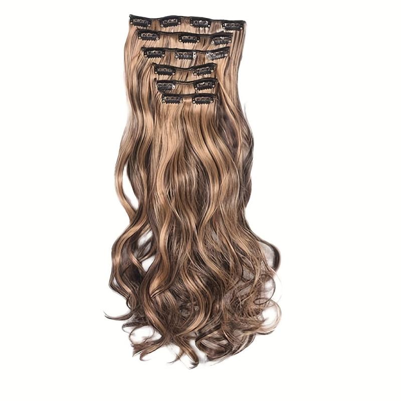 6pcs Long Wavy Hair Pieces Synthetic Clip In Extensions for Daily Use